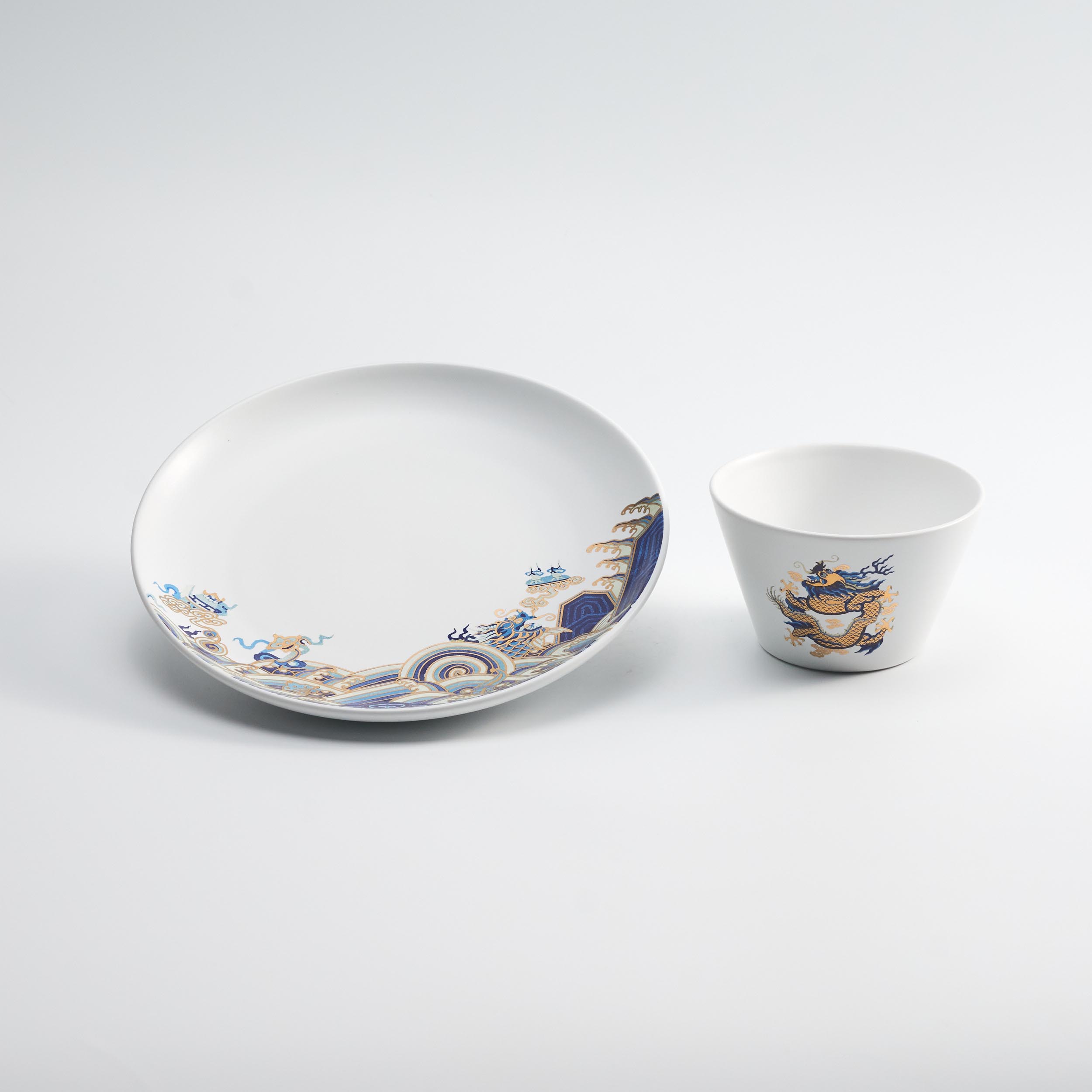 白金龍袍碗盤組禮盒 Dragon Robe Tableware Set