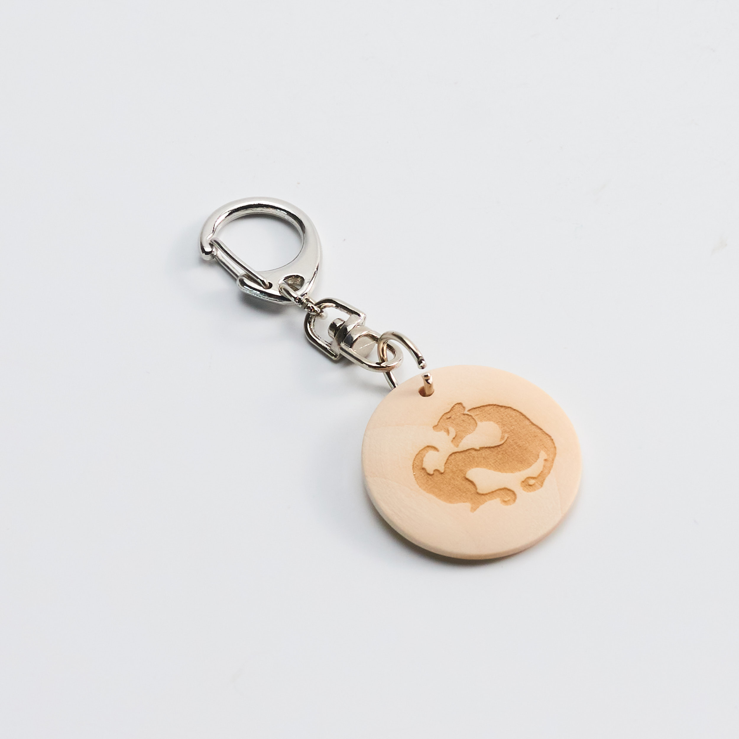 木質鑰匙圈 - 白虎 Wooden Keychain - White Tiger