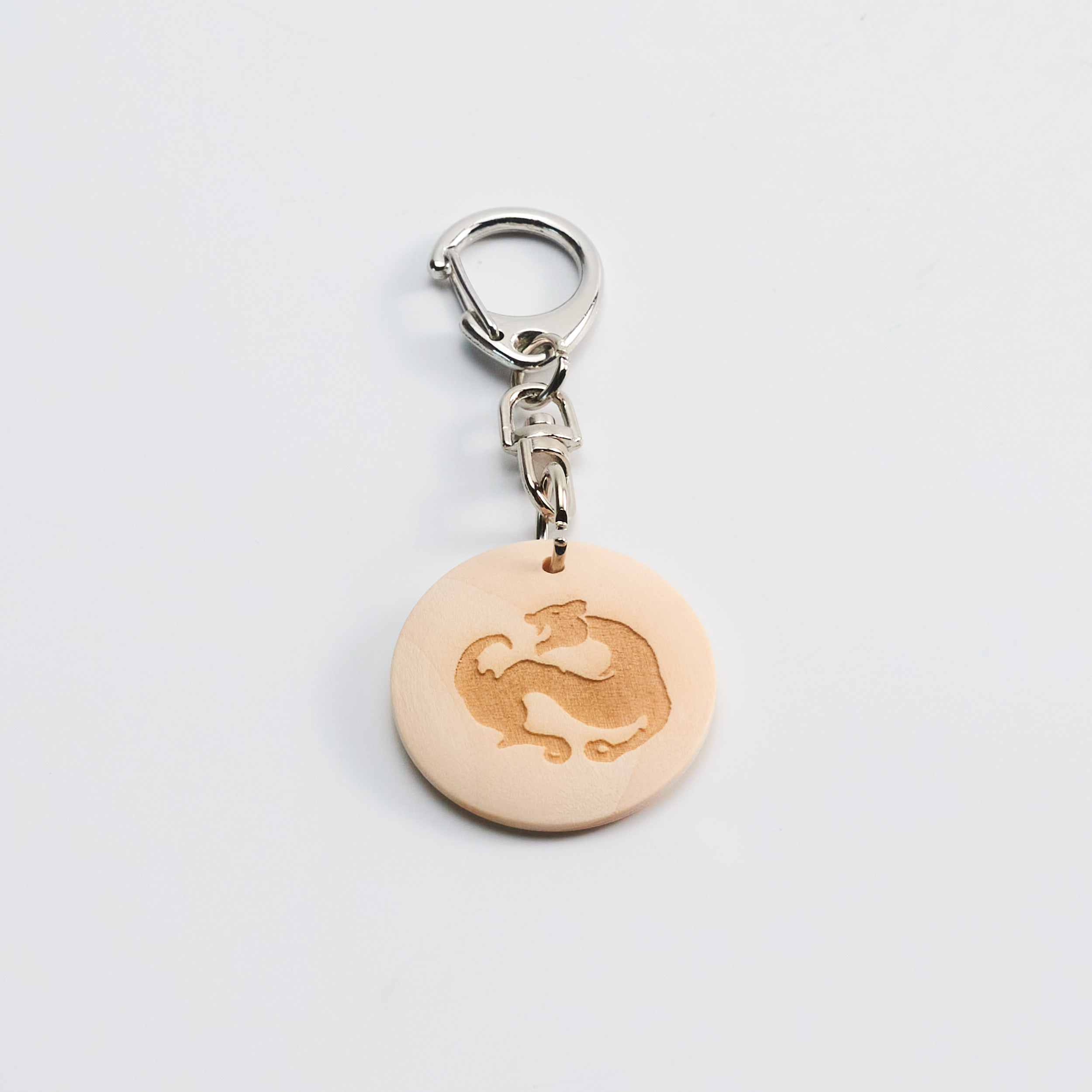 木質鑰匙圈 - 白虎 Wooden Keychain - White Tiger